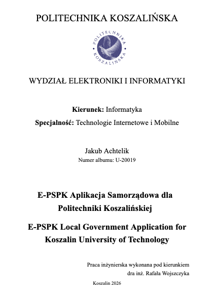 Okładka pracy inżynierskiej